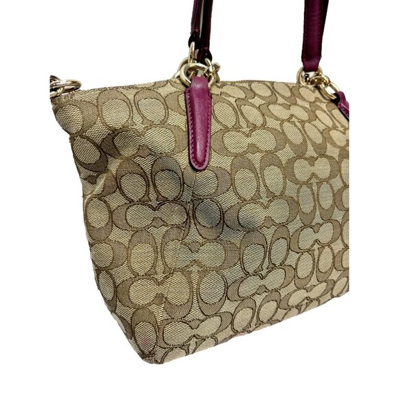 COACH "Kelsey" Handbag Purse Khaki/Dahlia #F36625,As Is staining /discolouration - Picture 7 of 16